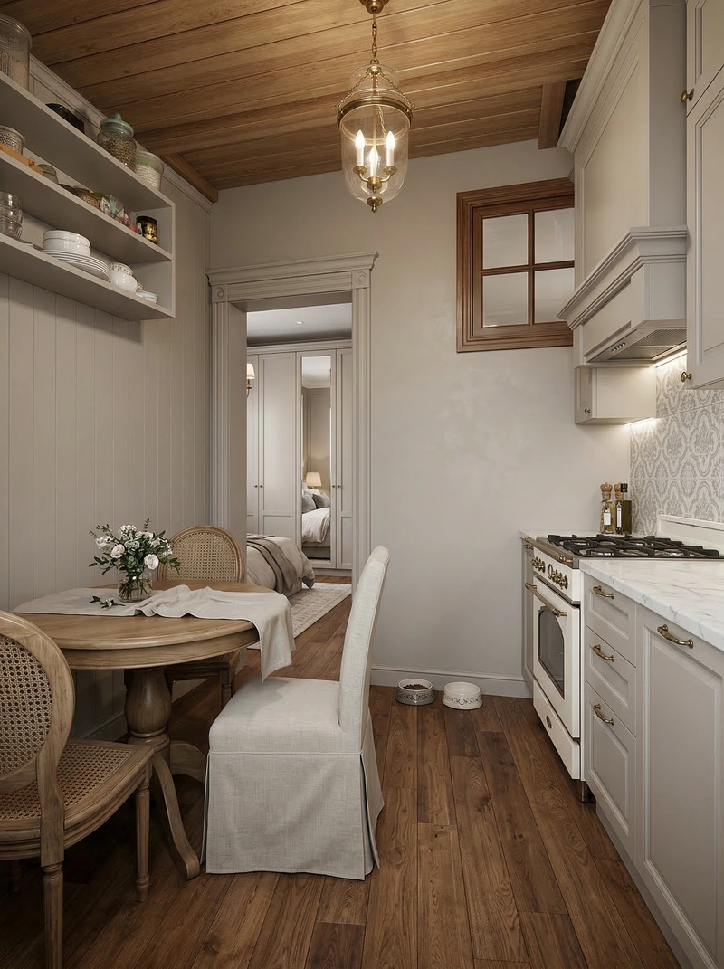 Дизайн кухни в стиле Классика — фото интерьера от нейросети RoomGPT