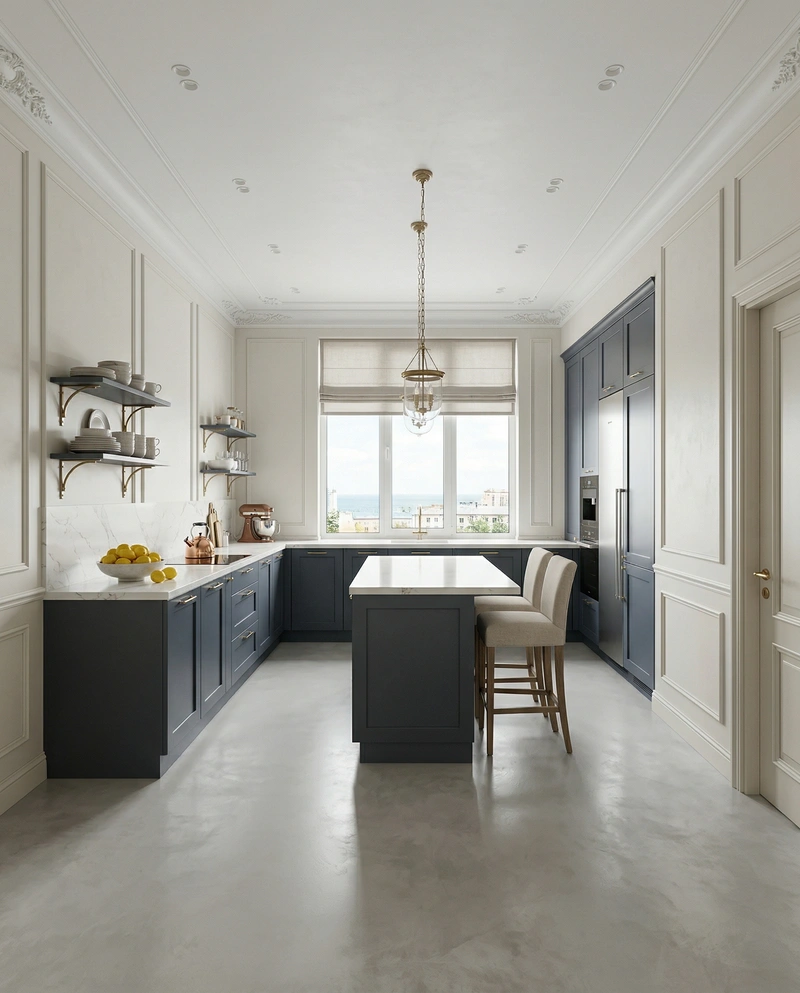 Дизайн кухни в стиле Классика — фото интерьера от нейросети RoomGPT