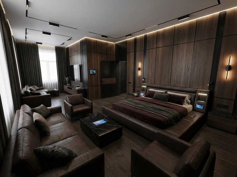 Дизайн интерьера в стиле Блэктэк — Спальня от нейросети RoomGPT