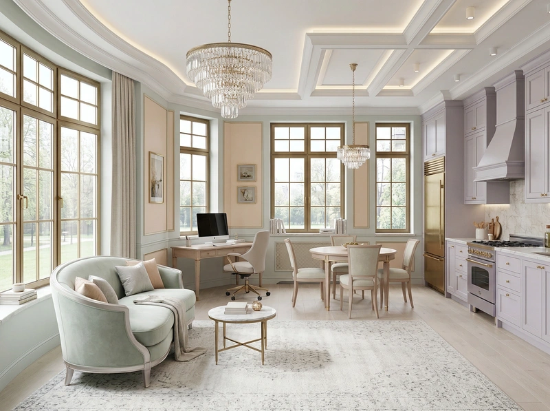Дизайн интерьера в стиле Неоклассика — Гостиная от нейросети RoomGPT