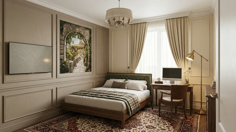 Дизайн интерьера в стиле Классика — Спальня от нейросети RoomGPT