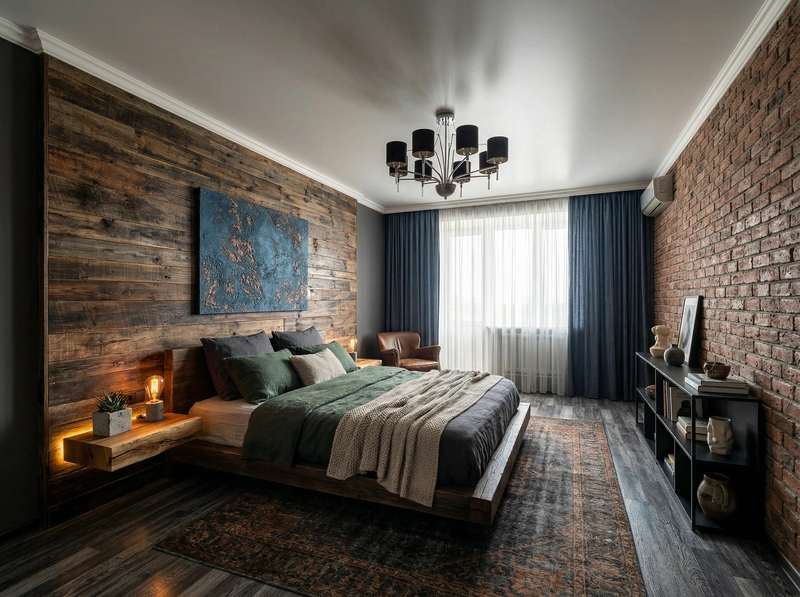 Дизайн интерьера в стиле Лофт — Спальня от нейросети RoomGPT