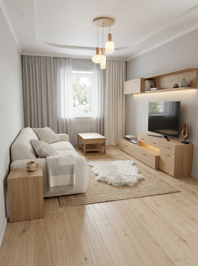 Дизайн интерьера в стиле Хюгге — Гостиная от нейросети RoomGPT