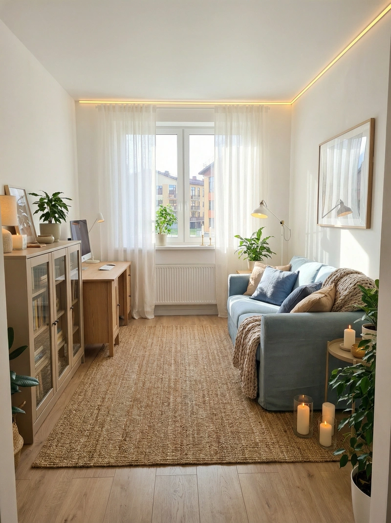 Дизайн интерьера в стиле Хюгге — Гостиная от нейросети RoomGPT