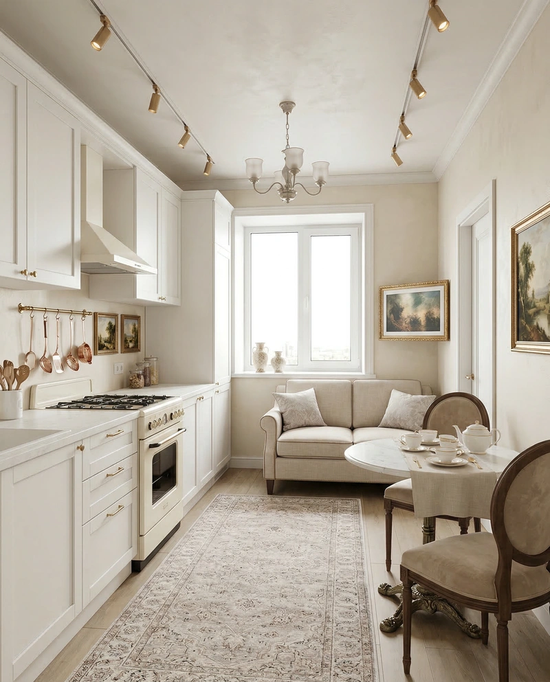 Дизайн кухни в стиле Классика — фото интерьера от нейросети RoomGPT