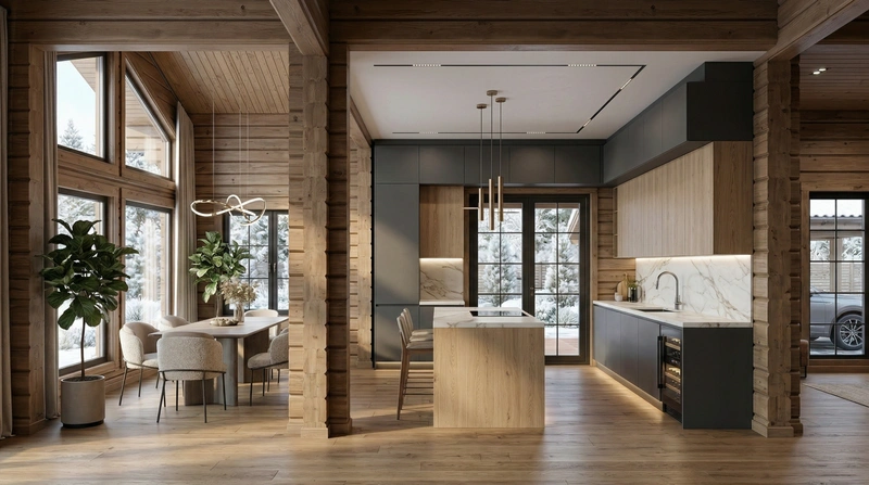 Дизайн кухни в стиле Контемпорари — фото интерьера от нейросети RoomGPT