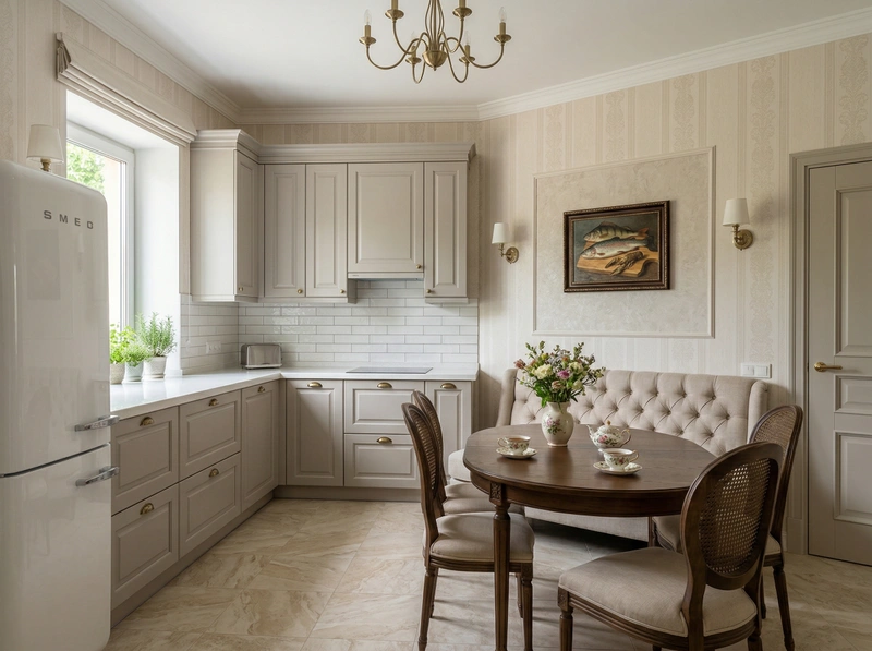 Дизайн кухни в стиле Классика — фото интерьера от нейросети RoomGPT