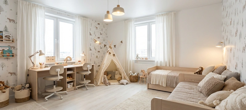Дизайн интерьера в стиле Хюгге — Детская от нейросети RoomGPT