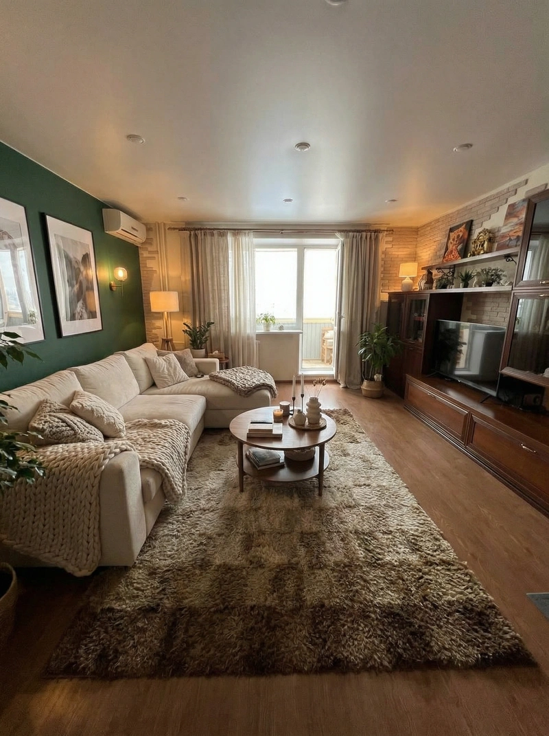 Дизайн интерьера в стиле Хюгге — Гостиная от нейросети RoomGPT