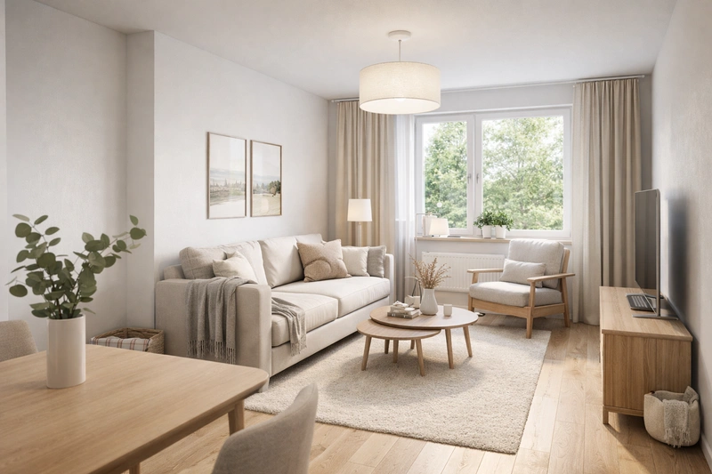 Дизайн интерьера в стиле Хюгге — Гостиная от нейросети RoomGPT