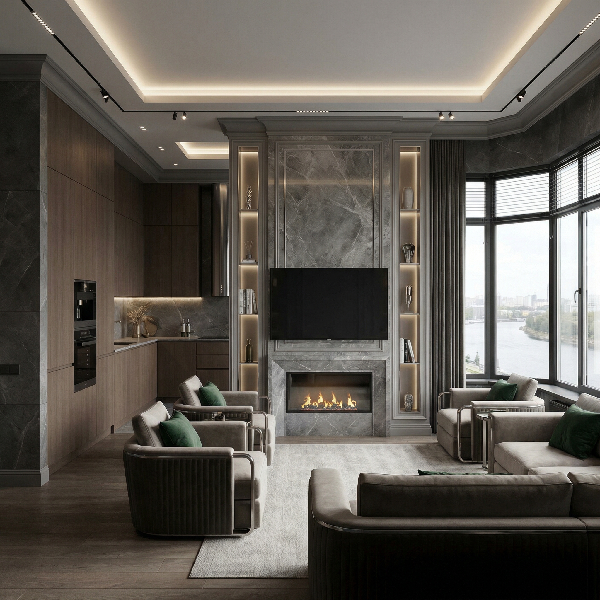 Дизайн гостиной в стиле Классика — фото интерьера от нейросети RoomGPT