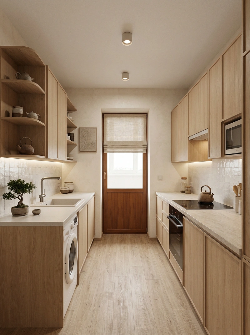 Дизайн кухни в стиле Japandi — фото интерьера от нейросети RoomGPT