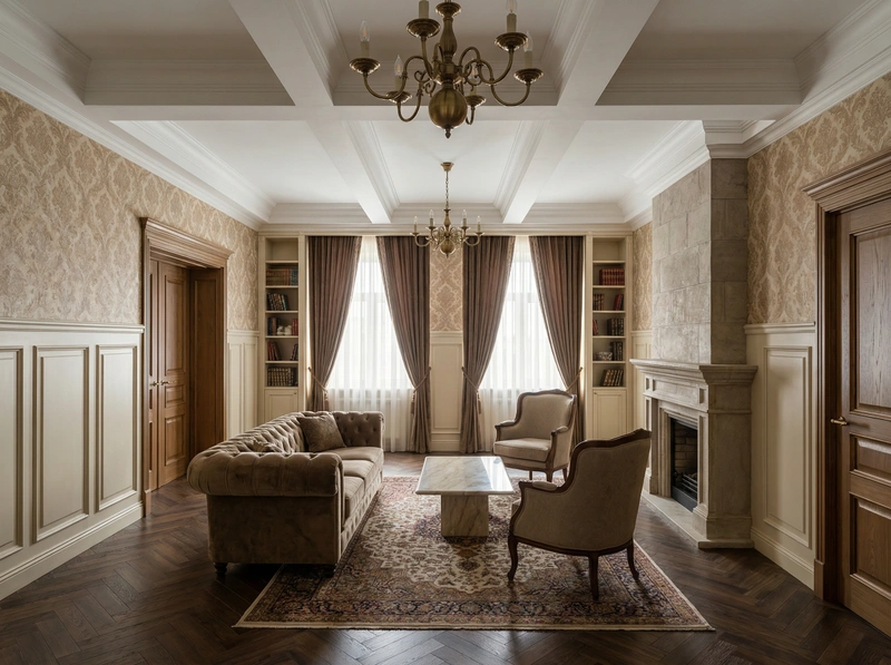Дизайн интерьера в стиле Классика — Гостиная от нейросети RoomGPT