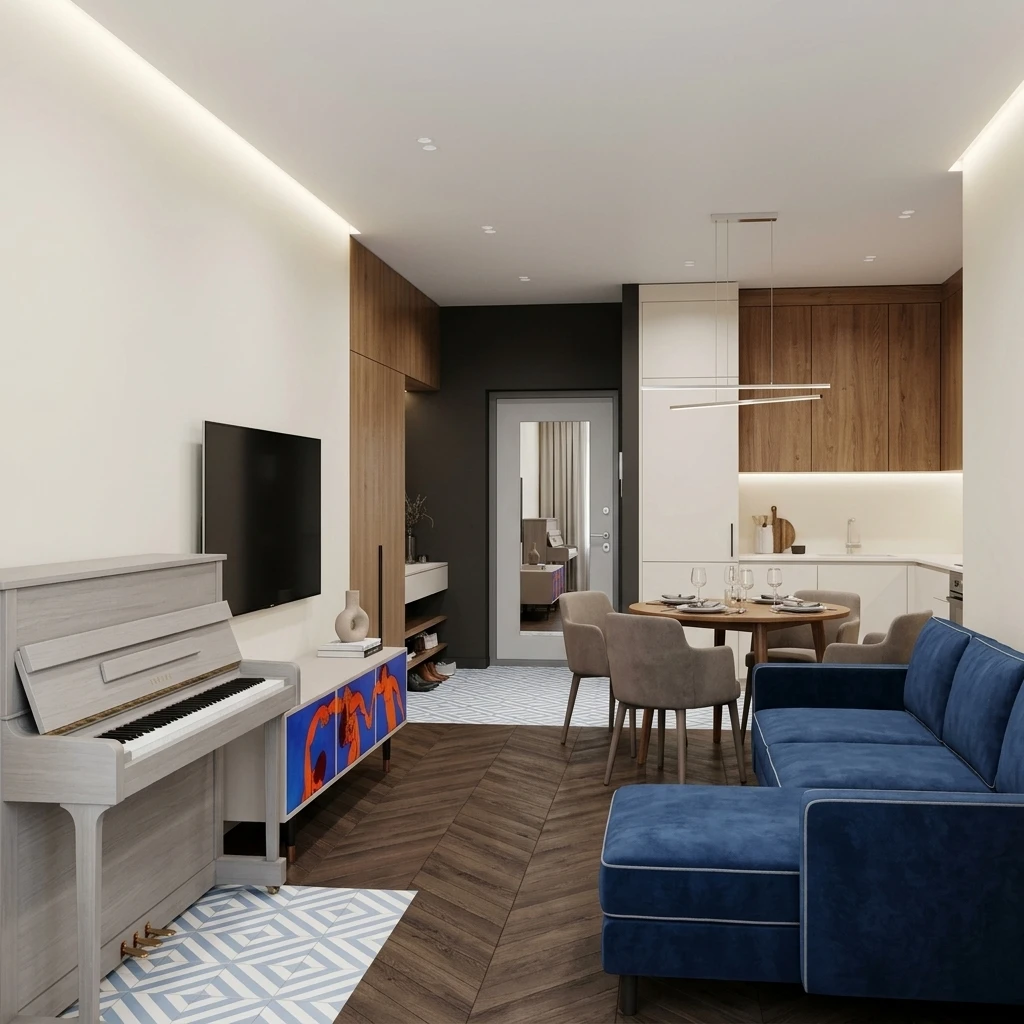 Дизайн интерьера в стиле Минимализм — Гостиная от нейросети RoomGPT