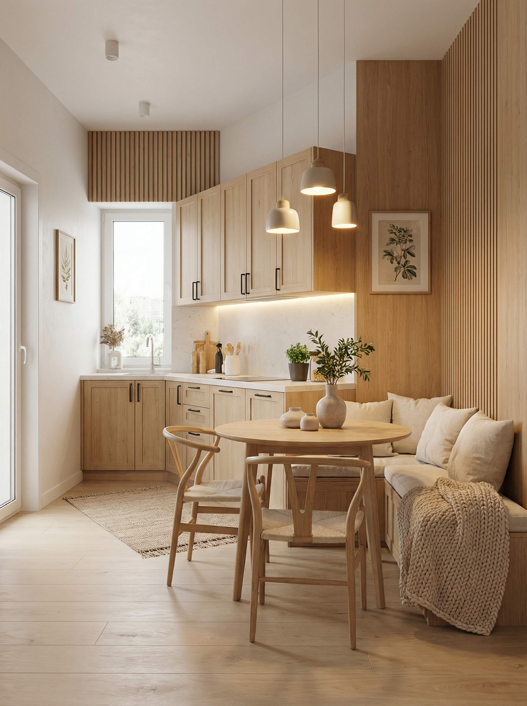 Дизайн кухни в стиле Хюгге — фото интерьера от нейросети RoomGPT