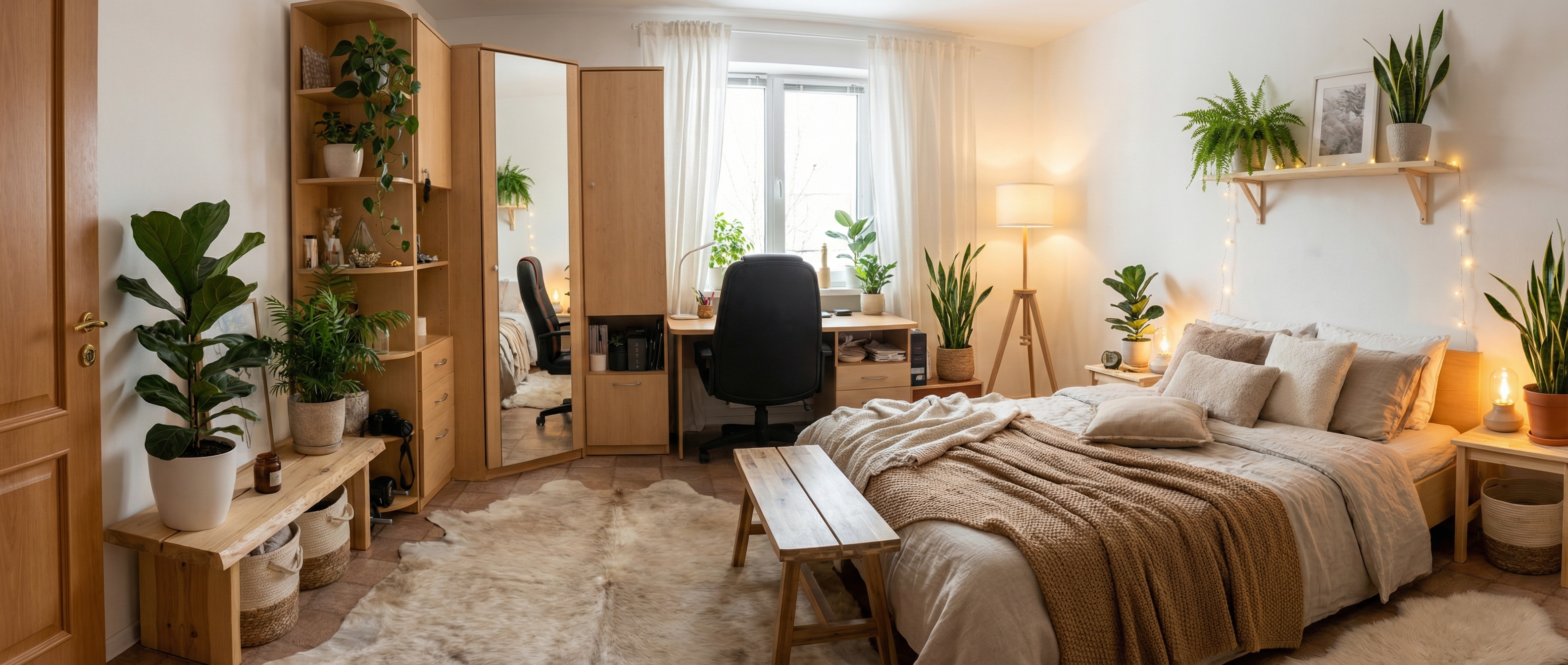 Дизайн спальни в стиле Хюгге — фото интерьера от нейросети RoomGPT