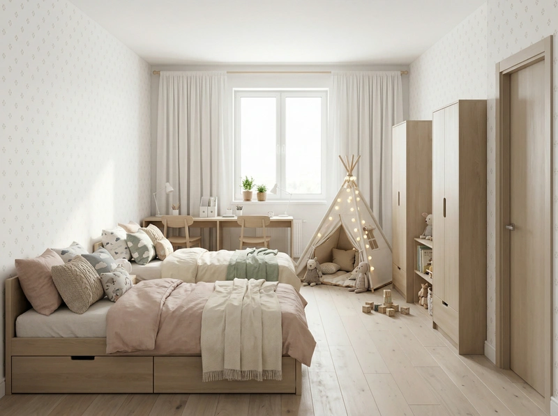 Дизайн детской в стиле Хюгге — фото интерьера от нейросети RoomGPT