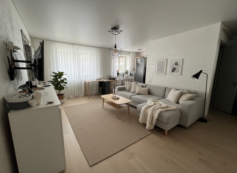 Дизайн интерьера в стиле Хюгге — Гостиная от нейросети RoomGPT