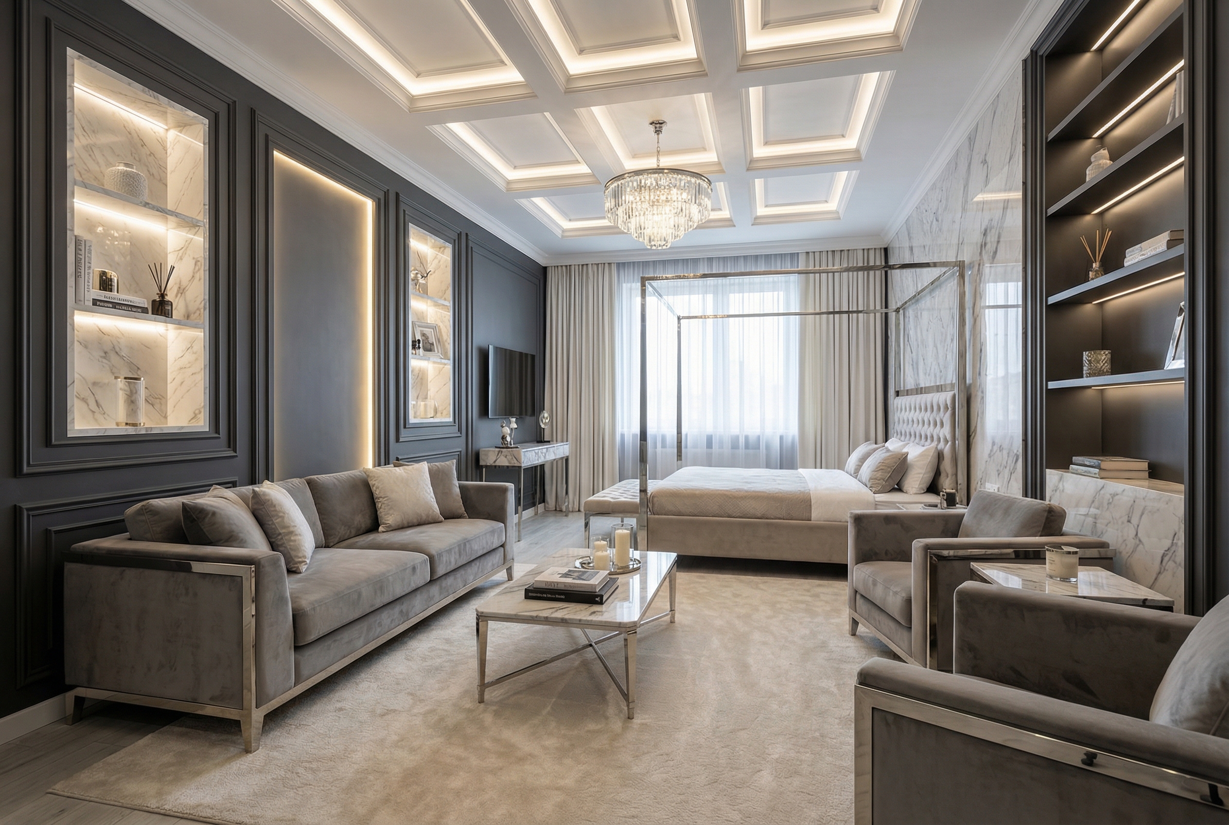 Дизайн гостиной в стиле Классика — фото интерьера от нейросети RoomGPT