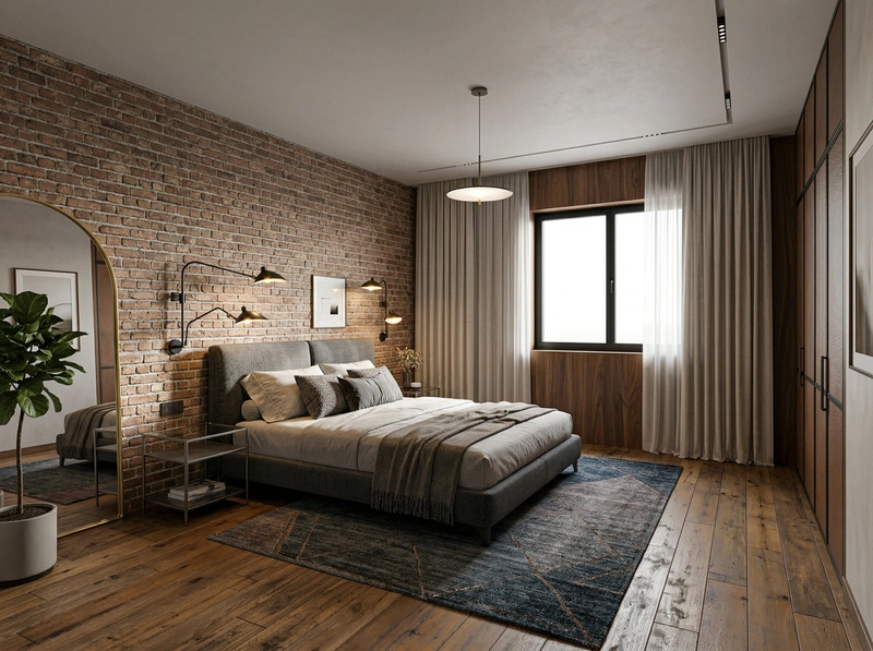 Дизайн спальни в стиле Лофт — фото интерьера от нейросети RoomGPT
