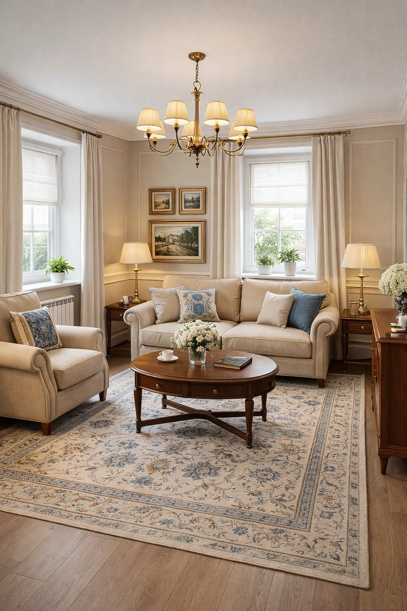 Дизайн интерьера в стиле Классика — Гостиная от нейросети RoomGPT