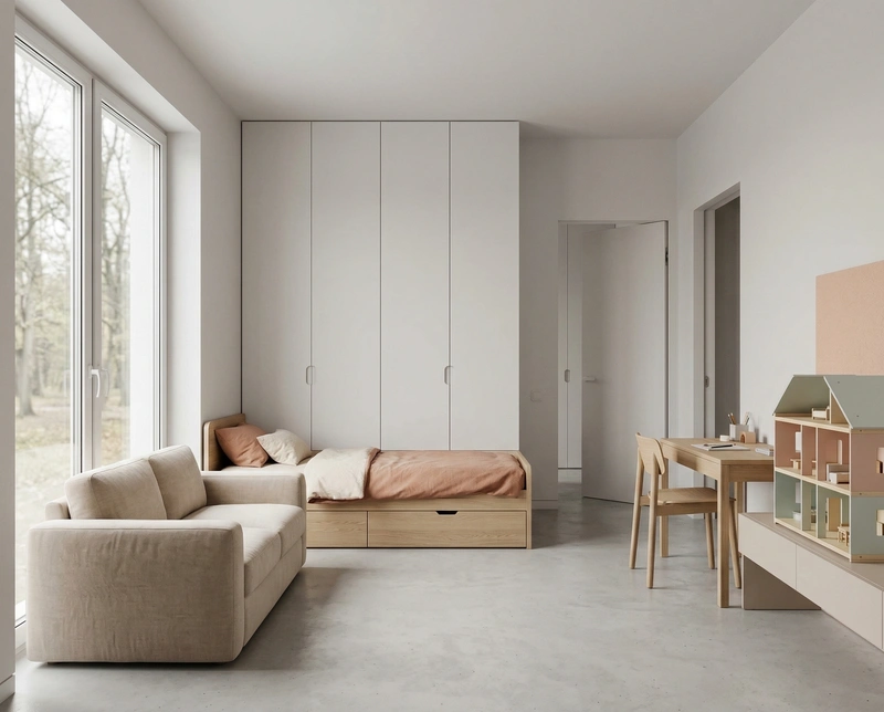 Дизайн детской в стиле Минимализм — фото интерьера от нейросети RoomGPT