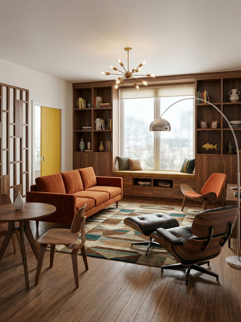 Дизайн интерьера в стиле Контемпорари — Гостиная от нейросети RoomGPT