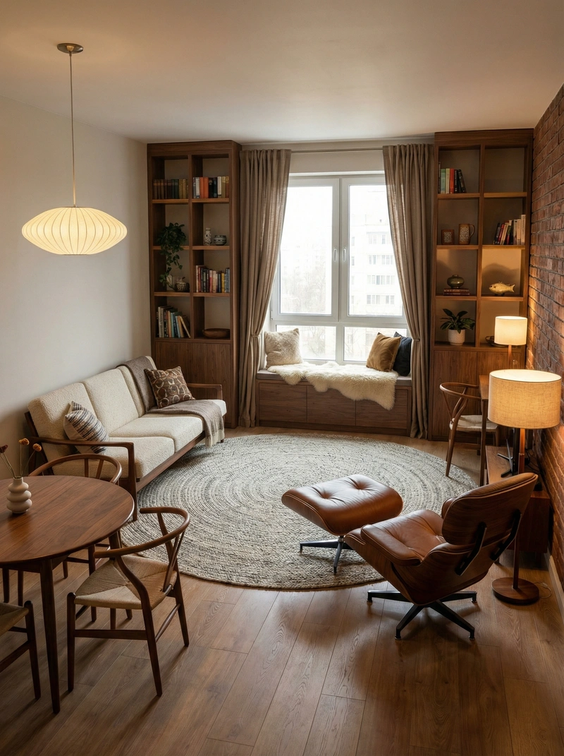 Дизайн интерьера в стиле Хюгге — Гостиная от нейросети RoomGPT