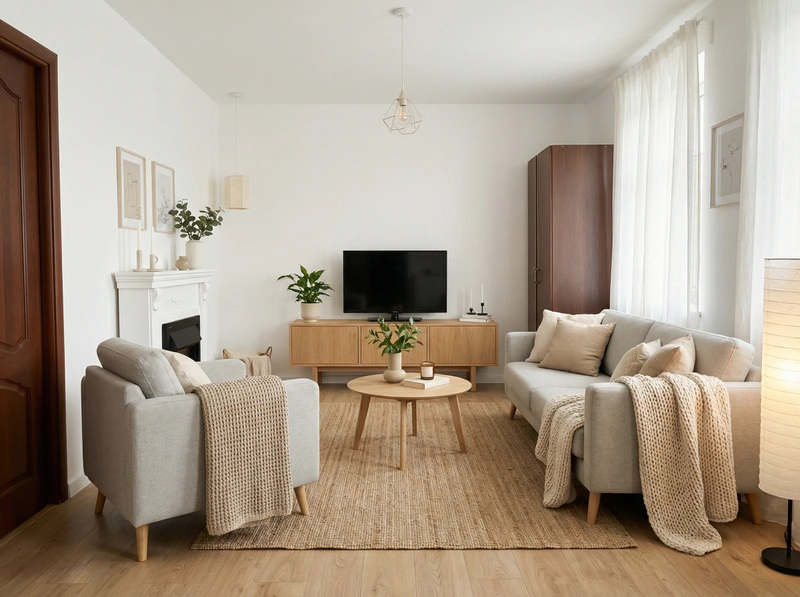 Дизайн интерьера в стиле Хюгге — Гостиная от нейросети RoomGPT