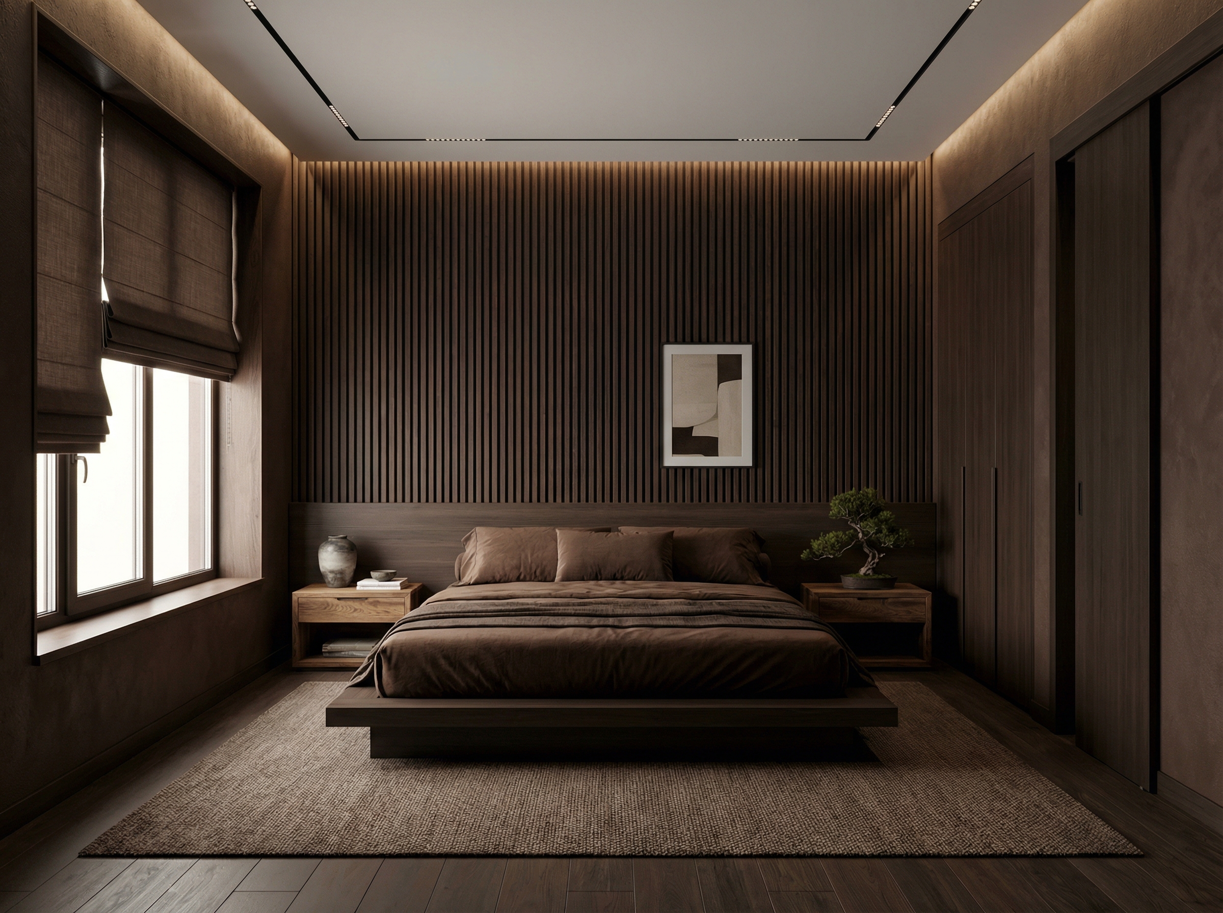 Дизайн спальни в стиле Japandi — фото интерьера от нейросети RoomGPT