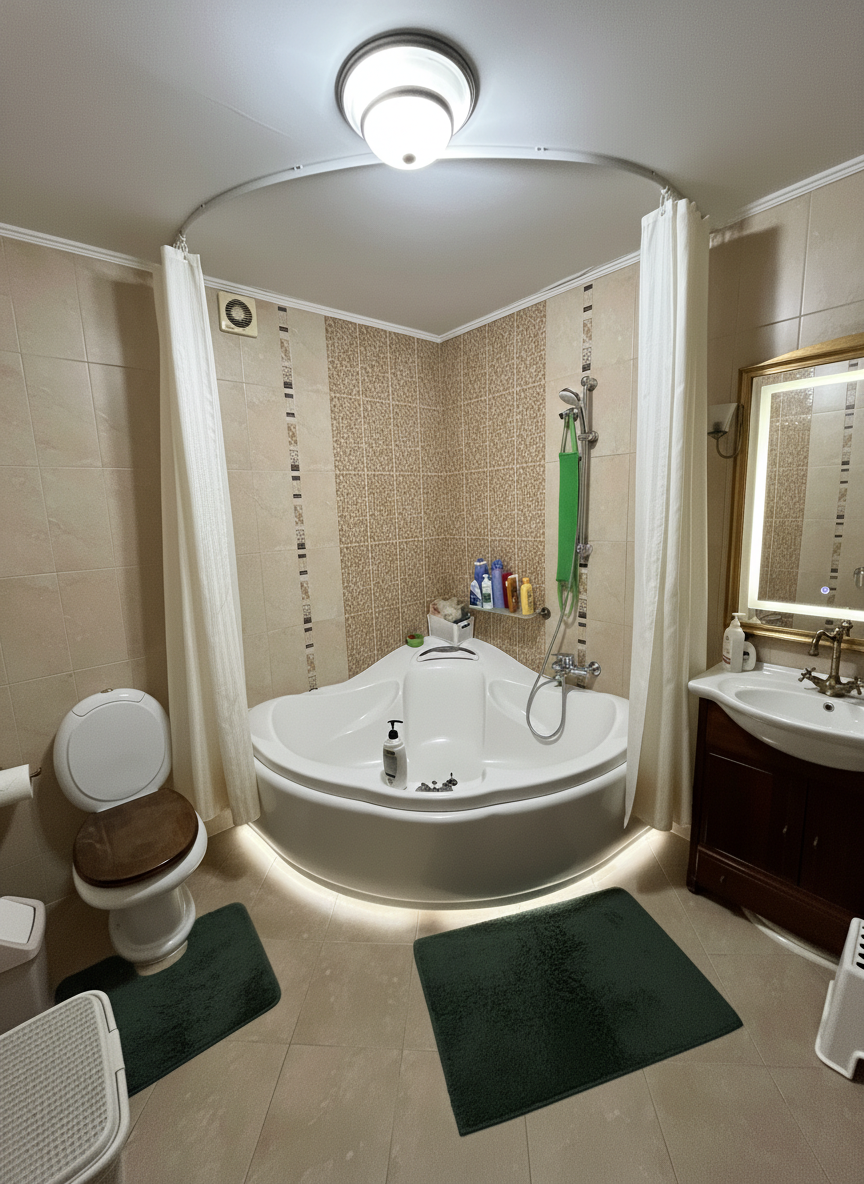 Дизайн ванной в стиле Британский — фото интерьера от нейросети RoomGPT