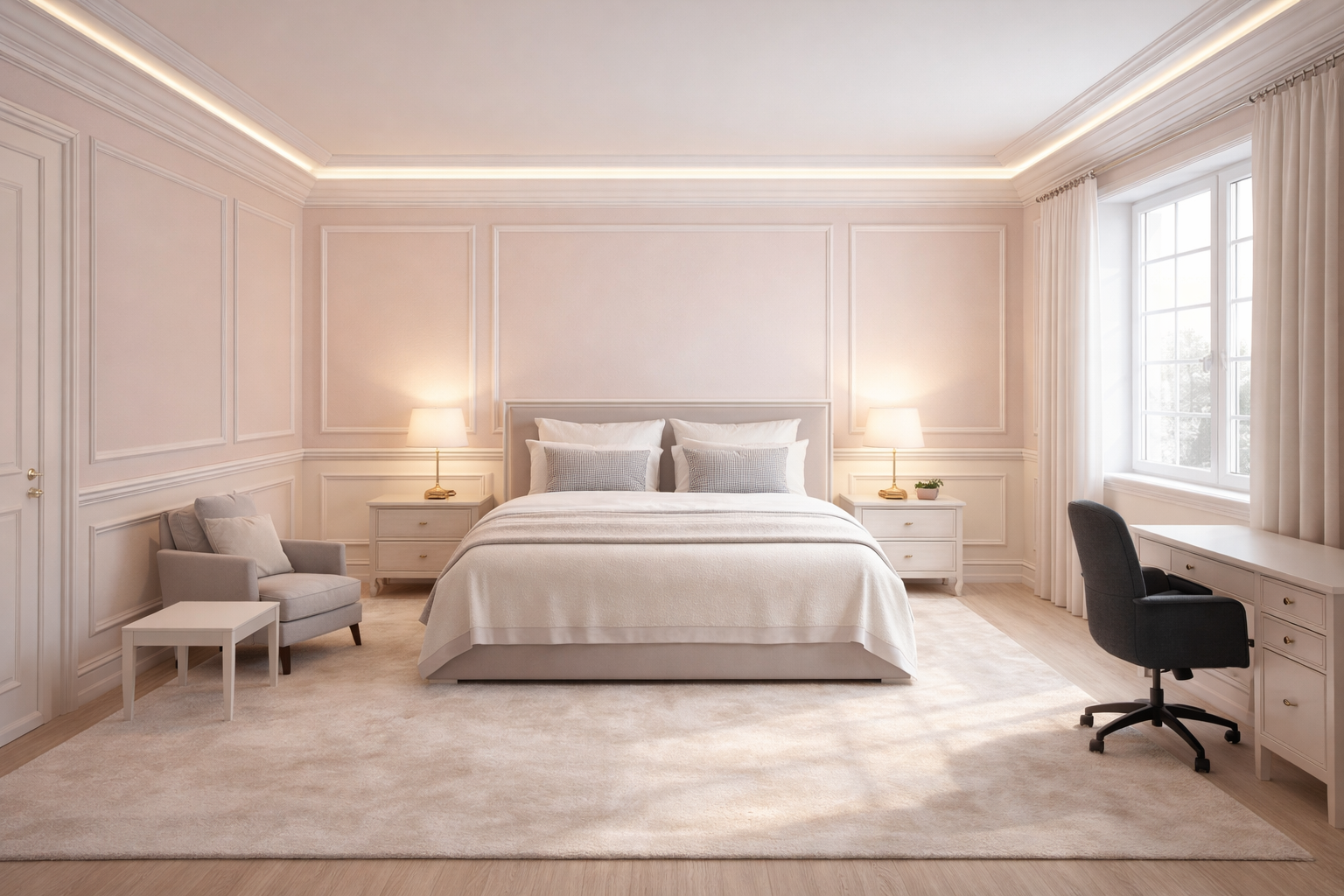 Дизайн спальни в стиле Классика — фото интерьера от нейросети RoomGPT