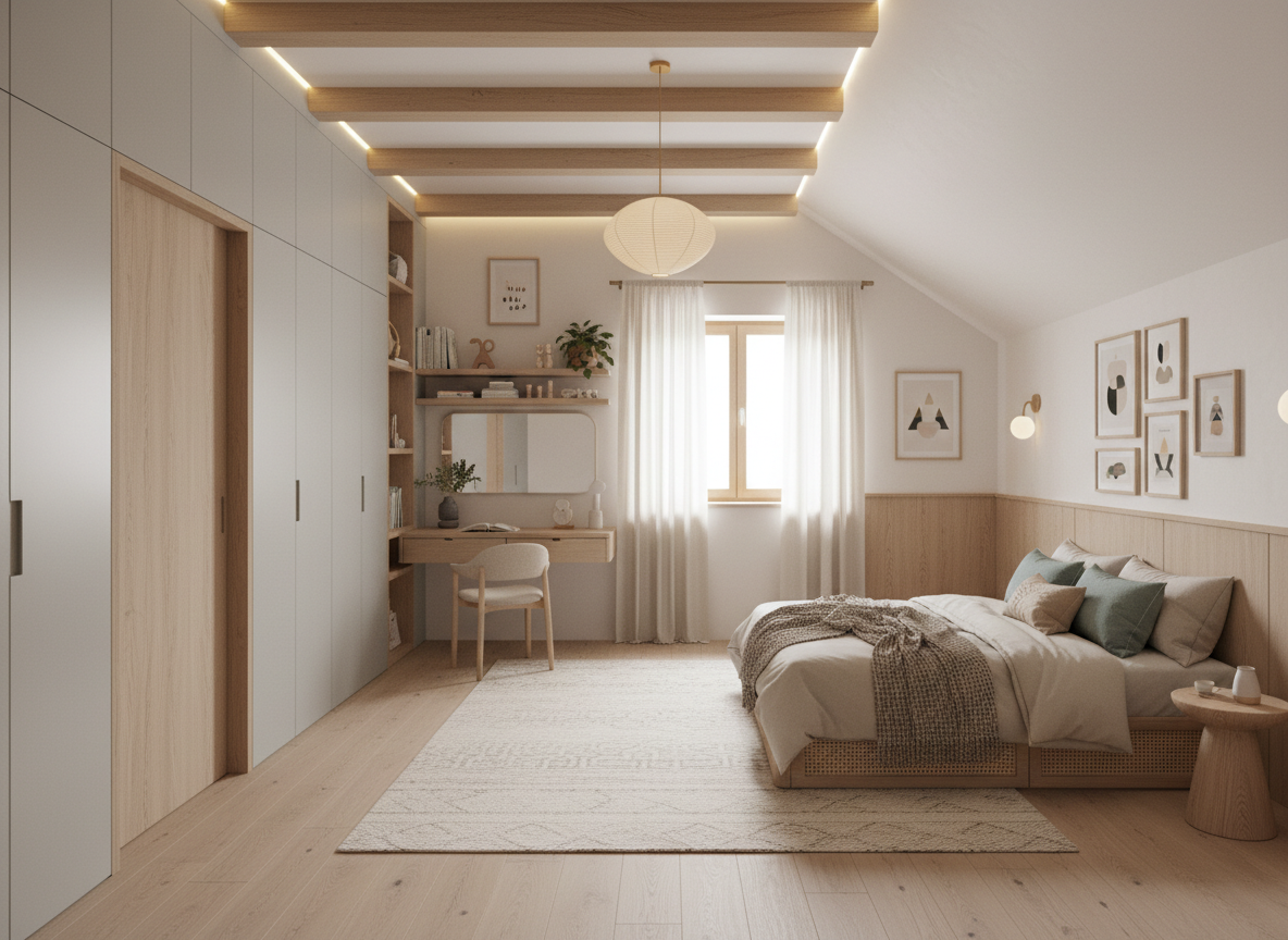 Дизайн детской в стиле Japandi — фото интерьера от нейросети RoomGPT