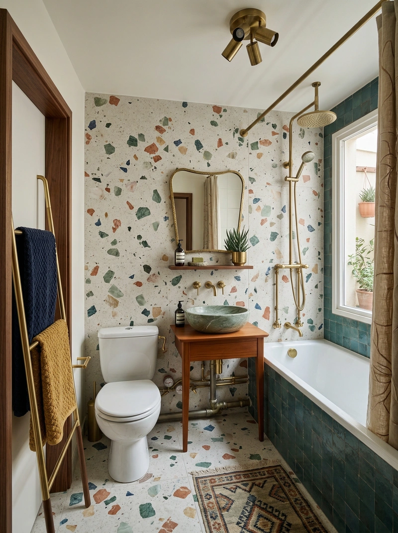 Дизайн интерьера в стиле Эклектика — Ванная от нейросети RoomGPT