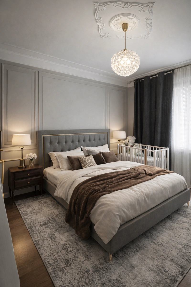 Дизайн спальни в стиле Классика — фото интерьера от нейросети RoomGPT