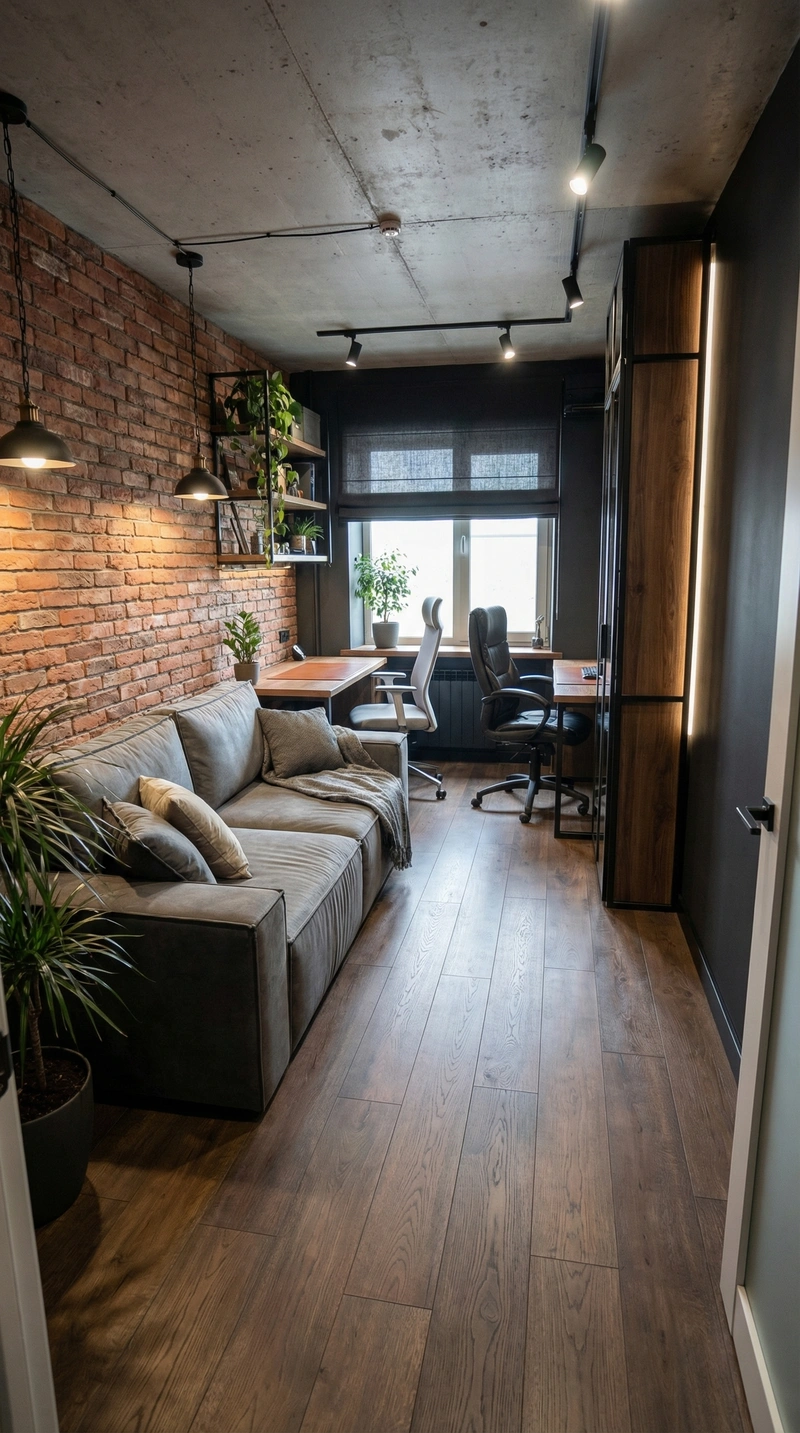 Дизайн интерьера в стиле Лофт — Кабинет от нейросети RoomGPT