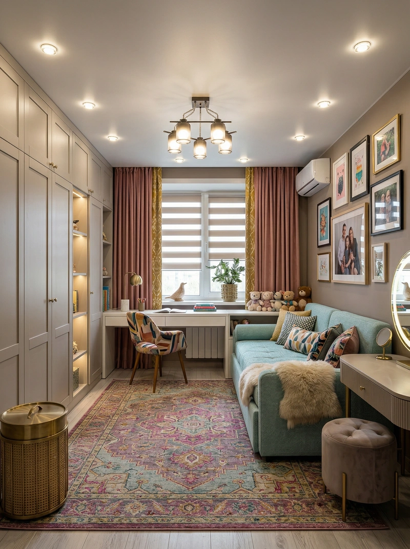 Дизайн детской в стиле Эклектика — фото интерьера от нейросети RoomGPT