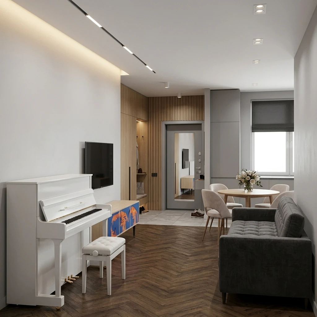Дизайн интерьера в стиле Минимализм — Гостиная от нейросети RoomGPT