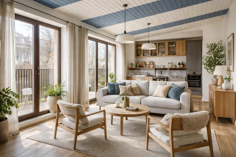 Дизайн интерьера в стиле Хюгге — Гостиная от нейросети RoomGPT