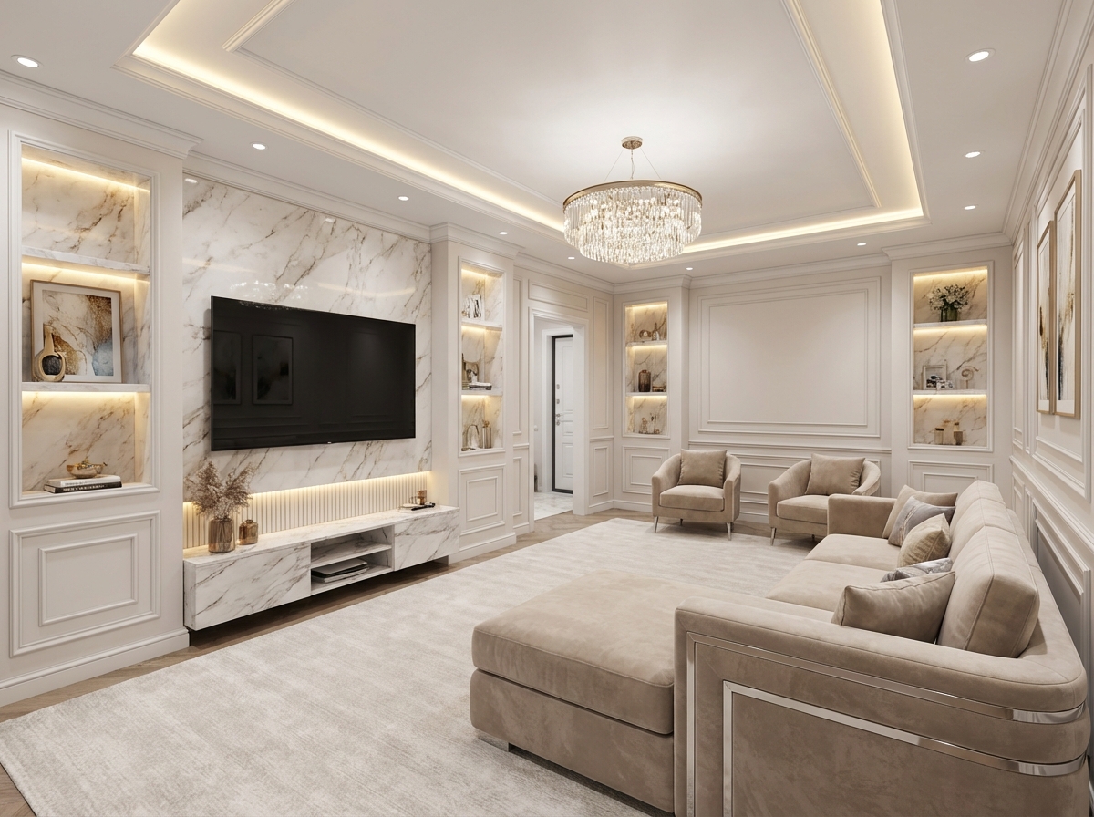 Дизайн гостиной в стиле Классика — фото интерьера от нейросети RoomGPT