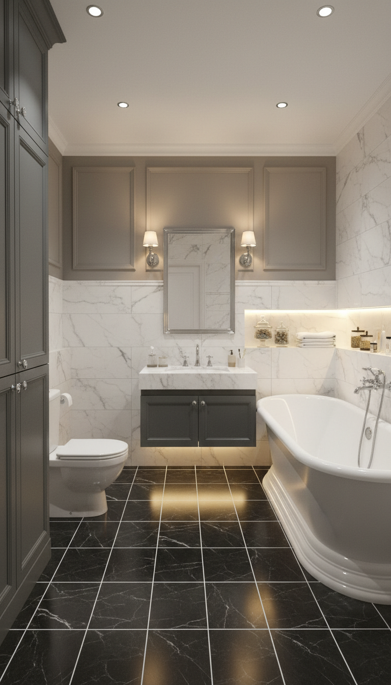 Дизайн ванной в стиле Классика — фото интерьера от нейросети RoomGPT