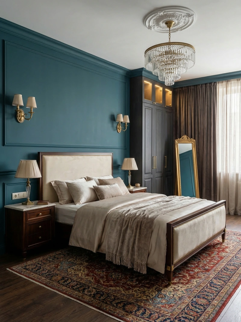 Дизайн спальни в стиле Классика — фото интерьера от нейросети RoomGPT