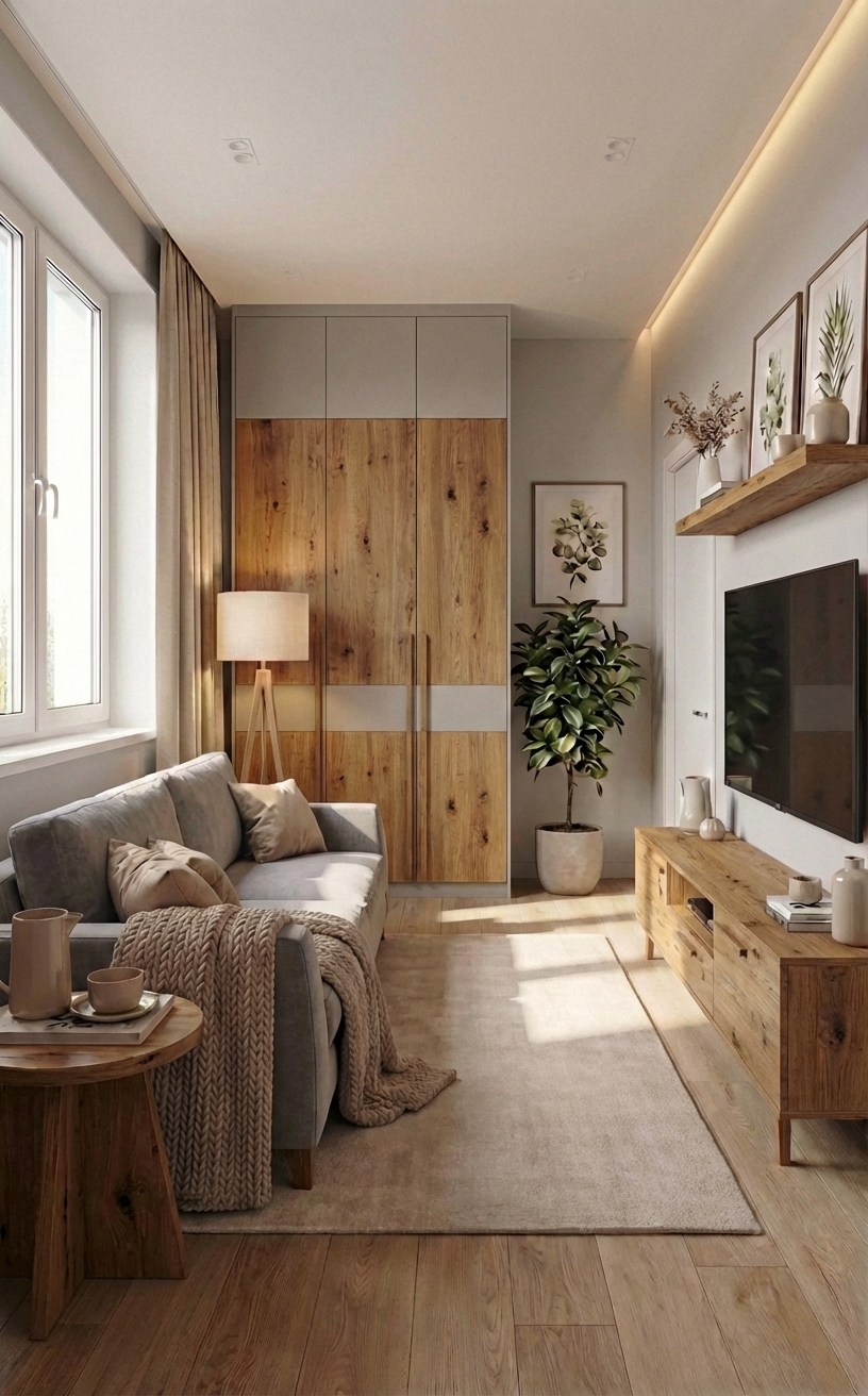 Дизайн гостиной в стиле Сканди — фото интерьера от нейросети RoomGPT