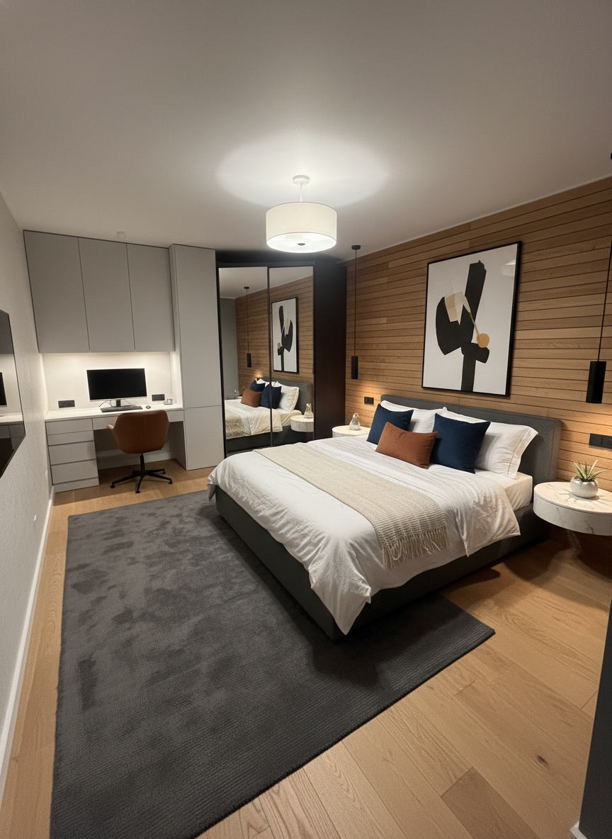 Дизайн спальни в стиле Минимализм — фото интерьера от нейросети RoomGPT