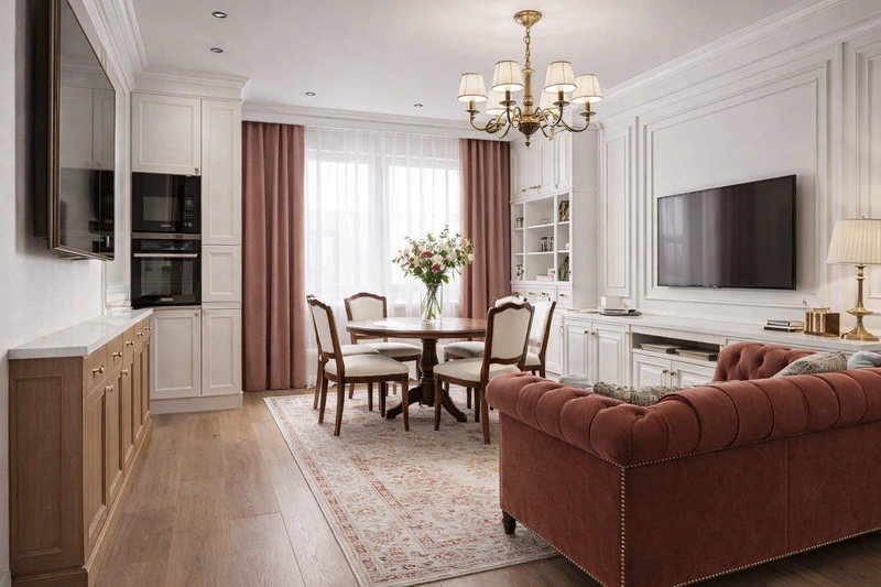 Дизайн интерьера в стиле Классика — Гостиная от нейросети RoomGPT