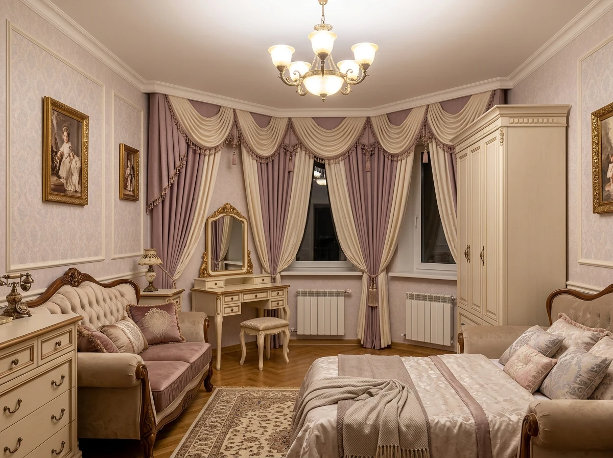 Дизайн спальни в стиле Классика — фото интерьера от нейросети RoomGPT
