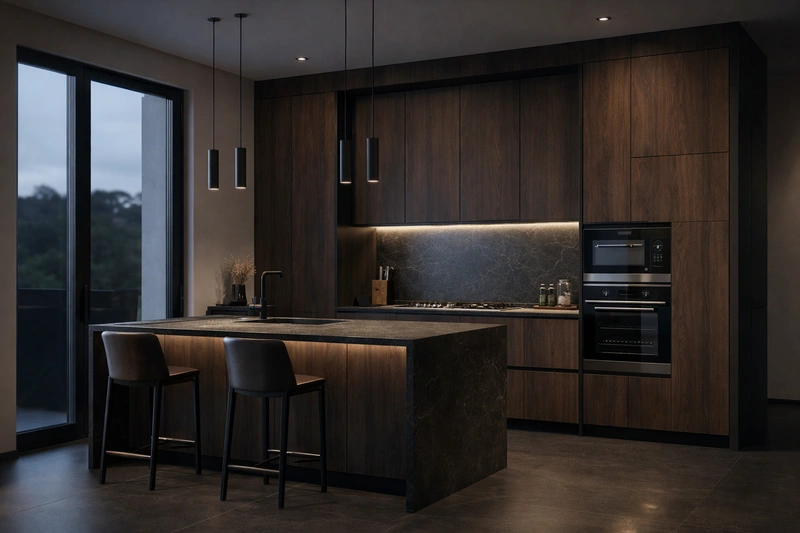 Дизайн интерьера в стиле Блэктэк — Кухня от нейросети RoomGPT