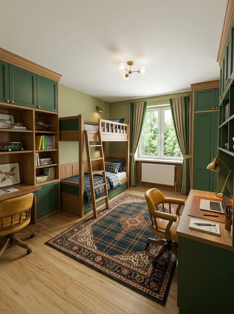 Дизайн детской в стиле Британский — фото интерьера от нейросети RoomGPT