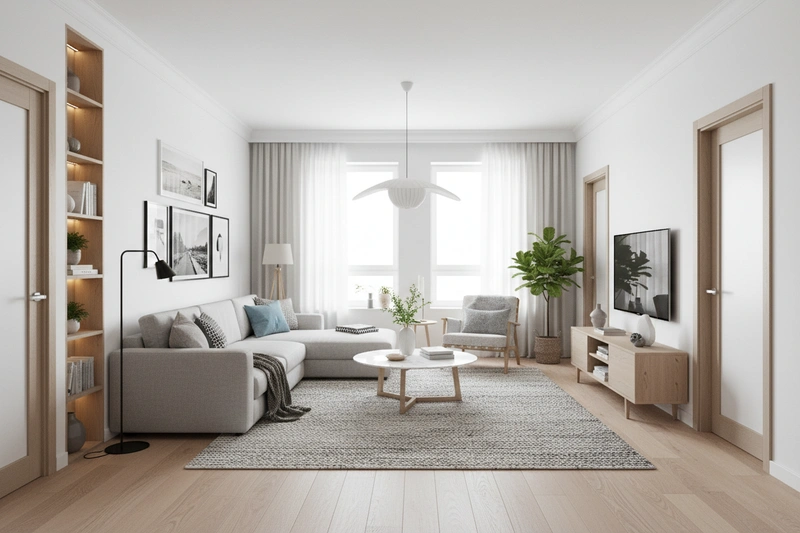 Дизайн интерьера в стиле Сканди — Гостиная от нейросети RoomGPT