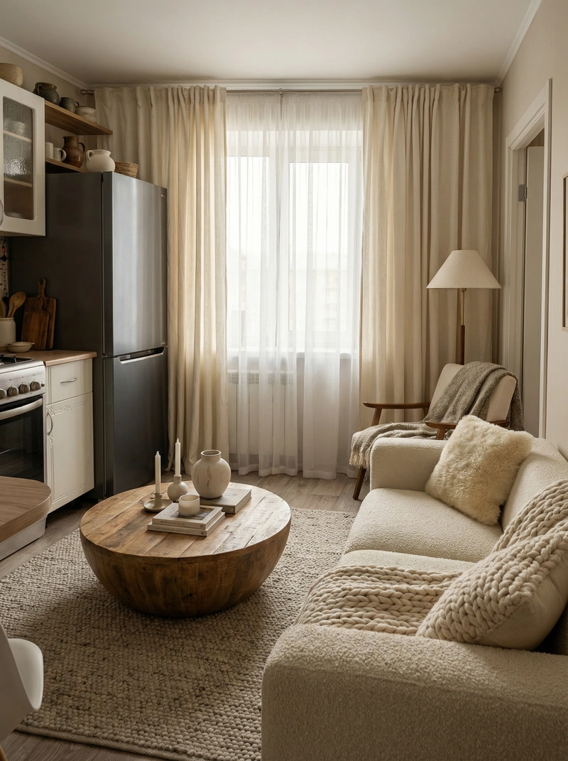 Дизайн интерьера в стиле Хюгге — Гостиная от нейросети RoomGPT